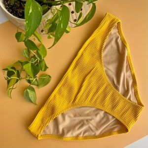 Old Navy Mustard Yellow Textured Bikini Bottom